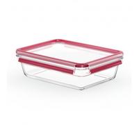 CLIP & CLOSE N10411 Rettangolare Scatola 2 L Trasparente 1 pz, Casella trasparente/Rosso, Scatola, Rettangolare, 2 L, Trasparente, Vetro, 420 °C