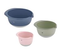 Emsa K324S3 Prep&Bake Set di 3 ciotole in plastica | 1,4 + 2,8 + 4,7 l | fondo antiscivolo | stabilità ideale | labbro per versare in modo preciso e pulito | lavabile in lavastoviglie | rosa/verde/blu