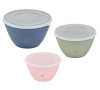 Emsa K325S3 Prep&Bake Set di 3 ciotole in plastica | 1,7 + 2,75 + 4,15 l | con coperchio conservante | fondo antiscivolo | perfetta stabilità durante la miscelazione | lavabile in lavastoviglie |