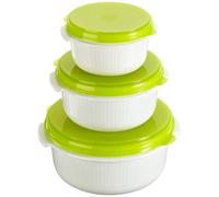 Emsa Micro Family 017036509741 Pentola per Microonde, Set Primi Pasti con 3 Pezzi, ghisa, Bianco/Mora