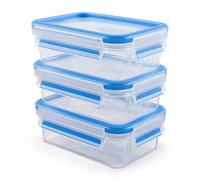 Emsa N10312 - Set di contenitori salvafreschezza, 3 x 0,55 l, Colore: Trasparente/Blu