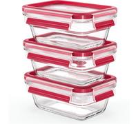 Emsa Clip&Close - Set di 3 ermetici in vetro rettangolare in polipropilene, igienici,100% senza BPA, adatti per freezer e microonde, lavabili in lavastoviglie