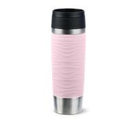 Emsa N20227 Travel Mug Wave - Tazza termica da 0,5 litri, con tappo a vite, in acciaio inox, 6 ore e freddo per 12 ore, 100% ermetica, lavabile in lavastoviglie, apertura a 360°, rosa pastello
