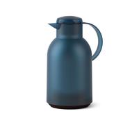 Emsa N40120 - Caraffa termica Samba, 1,5 litri, chiusura Quick Press, 12 ore, calda e fredda per 24 ore, traslucida/blu-grigio