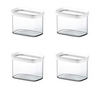Emsa Optima 513557 - Set di 4 contenitori a secco, 1 l, colore: Trasparente/Bianco