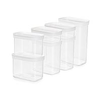 EMSA Optima Barattolo di conservazione Set 7 pezzi Piatti di conservazione Contenitore per la freschezza Trasparente Bianco