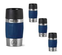 Emsa Tazza da viaggio compatta con incisione, 300 ml, tazza termica personalizzata con nome o logo, tazza termica per caffè e tè da asporto, in acciaio inox, tappo a vite, 100% a tenuta stagna (blu