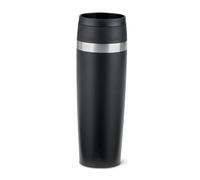 EMSA Travel Mug Coated, Bottiglia Termica Da Viaggio, Coperchio Comfort Screw, Quick Press, Rivestimento A Polvere, A Tenuta Stagna, Mantiene Caldo 6h E Freddo 12h, 360° Drinking, Nero, N2023550