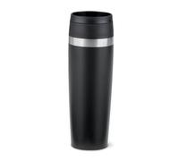 Emsa Travel Mug N2023550 - Tazza termica da 500 ml, 6 ore + 12 ore di freddo, 100% ermetica, facile apertura e chiusura, con rivestimento in polvere, colore: Nero