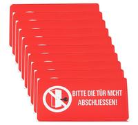 EMSea 10 adesivi rossi con scritta in lingua inglese "Please do not lock the door!" 10 x 5 cm, per lavoro, casa, officina