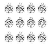 EMSea 100 ciondoli albero della vita ciondoli albero ciondolo in metallo ciondoli rotondi in lega di zinco gioielli crafting forniture per fai da te artigianato collana braccialetto argento