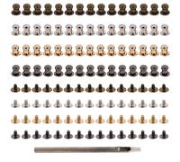 EMSea 120 Paia Rivetti Pelle Borchie A Bottone 5mm Viti A Testa Tonda con Intaglio Rivetti Chiodi con Perforatore Cintura Fai da Te Portafoglio Riparazione Accessori Artigianali in Pelle