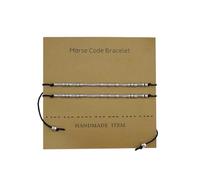 EMSea 2 braccialetti con codice Morse, regolabili, in argento, con ciondolo a forma di coppia, con scheda di decrittazione, set di braccialetti