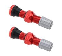 EMSea 2 Pezzi 40mm Valvola dell'aria Tubeless Valvola Della Gomma In Lega Base Rotonda Valvole Di Piccole Dimensioni Stelo Valvola Tubeless Per Bici Da Strada Rosso (con Tappi)