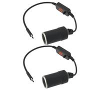 EMSea 2 Pezzi Cavo Convertitore USB C Maschio A Presa Accendisigari da 30 Cm Convertitore Regolabile da 5 V A 20 V con Display Voltmetro per GPS Dash Cam