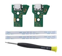 EMSea 2 Pezzi Scheda di Interfaccia JDS-040 e Cavo a Nastro a 12 Pin Compatibile con PS4 Pro/Slim Il Gruppo Porta di Ricarica Sostitutiva del Controller Wireless