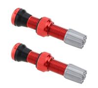 EMSea 2 valvole d'aria senza camera d'aria in lega, con base rotonda, valvole di piccole dimensioni, per bici da strada, rosso (con tappi)