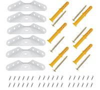EMSea 20pcs Rinforzo angolare in metallo a codice angolare fisso a tre lati con viti grandi tappi in plastica staffa angolare di fissaggio, bianco