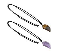 EMSea 2pcs Collana coppia pietra naturale ciondoli ametista cristallo occhio di tigre protezione per donne uomini, 39.5 x 21mm, Pietra, Ametista