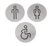 EMSea 3pcs Adesivi Porta WC Per Signore Signori E Disabili 100 X 100 X 2 Mm Pittogramma Adesivo Rotondo In Acciaio Pannello Decorativo WC Per Negozio Di Hotel Centro Commerciale Ristorante