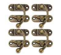 EMSea 4 chiavistelli antichi a chiusura rapida a gancio destro, 44 x 38 mm, bullone a battente con viti per scatole di gioielli, scatole regalo, decorazioni bronzo