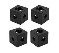 EMSea 4 connettori angolari a 3 vie, in alluminio, 20 x 20 x 20 mm, colore nero, per tutti i profili di pressatura a V della serie 2020