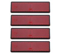 EMSea 4 riflettori per moto, in plastica, autoadesivi, colore rosso, 94 mm x 27 mm x 9 mm, per auto, moto, roulotte, rimorchio, scooter elettrico