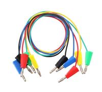 EMSea 5 Pezzi Doppia Spina A Banana Da 4 mm 5 Colori Puntali Per Multimetro Filo Di Piombo Cavo Collegabile In Silicone Per Test Elettrici Di Laboratorio 50 cm