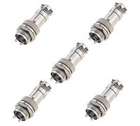EMSea 5 X GX16 Aviation Plug Set di connettori in metallo femmina tipo vite di tipo pannello, connettori - 16 mm filettatura (2 poli)