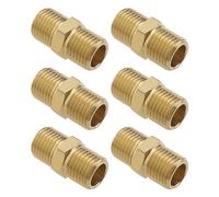 EMSea 6PCS Raccordo Tubi Ottone BSP Da 1/4 Pollice Filettatura Maschio A 1/4 Pollice Filettatura Maschio Dritto Nipplo Esagonale Adattatore Attacco Rapido Tubo Aria/acqua/olio/carburante