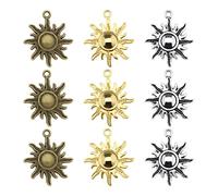 EMSea 90PCS Sun Charms Pendenti DIY Artigianato Gioielli Fare Decorazioni Ornamenti per Braccialetto Collana Portachiavi Artigianato Risultati Accessori Oro & Bronzo & Argento, 28x25mm, Metallo