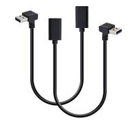 EMSea Cavo dati USB 3.0 da maschio a femmina 90 gradi su e giù gomito spina 30 cm filo 5 Gbps velocità di trasferimento dati, confezione da 2