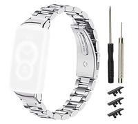 EMSea Cinturino di ricambio compatibile con Huawei Band 6, compatibile con Honor Band 6, in acciaio inossidabile, con strumento di rimozione, 150-220mm, Acciaio inossidabile