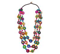 EMSea Collana con ciondolo in rilievo, stile bohémien, vintage, con ciondolo a conchiglia di cocco per donne e ragazze per spiagge di vacanza hawaii, 36cm, Legno Perla, Perla