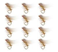 EMSea Esche a mosca secca senza ardiglione, 12 pezzi, esche da pesca a mosca da baco da seta, esche da pesca legate a mano, per pesca alla trota, spigola, salmone, 15 mm