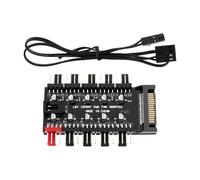 EMSea Hub Ventola A 10 Vie PWM Scheda di Controllo Ventola PC 12V SATA per Alimentazione con 10 Connessioni Ventola A 4 Pin E Cavo di Connessione PWM