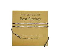 EMSea - Set di 2 braccialetti con codice Morse regolabile, con ciondoli a forma di messaggio segreto