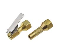 EMSea Set di 2 valvole di gonfiaggio per pneumatici con mandrino a clip e mandrino a torsione, filettatura interna 1/4" NPT per biciclette e autobus