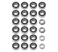 EMSea Set di 24 cuscinetti a sfera per auto radiocomandata, 5 x 11 x 4 mm, 2RS 5 x 8 x 2,5 mm, ZZ 5 x 8 x 2,5 mm, flangiati, compatibili con T-amiya MF-01X