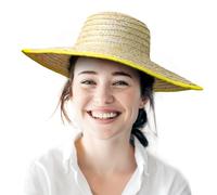 EMSECKO Classico cappello di paglia da traveller per uomo e donna. Il cappello di paglia è realizzato al 100% con cannucce, crema solare senza accumulo di calore, giallo., 59