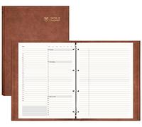 EMSHOI Agenda giornaliera non datata, formato A4, 240 pagine per lista delle cose da fare, quaderno ad anelli con copertina rigida in pelle, diario per lavoro, programma annuale, monitoraggio delle