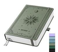 EMSHOI Diario a righe formato A5, 320 pagine numerate, 100 g/m², copertina rigida in pelle a righe, per donne, uomini, scuola, lavoro, scrittura, appunti, 14,5 x 21 cm, verde