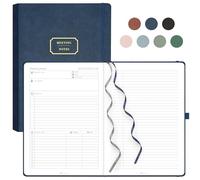 EMSHOI Notebook per riunioni A4 Project Organizer - Blocco note con copertina rigida da 240 pagine con foglietti adesivi, carta da 100 g/m², passante per penna, tasca interna, diario in pelle p