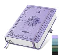 EMSHOI Taccuino a righe formato A5, 320 pagine numerate, 100 g/m², copertina rigida in pelle a righe, per donne, uomini, scuola, lavoro, scrittura, appunti, 14,5 x 21 cm, viola chiaro