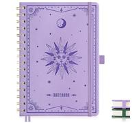 EMSHOI Taccuino A5, formato A5, a righe, con carta premium da 100 g/m², 140 pagine numerate, copertina rigida con 1 tasca interna, ideale per scrittura creativa, lavoro e scuola. 15,4 x 21 cm, viola