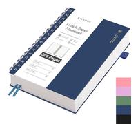 EMSHOI Taccuino formato A5, a quadretti, a spirale, con 300 pagine, 150 fogli, 100 g/mq, carta a quadretti per scrivere, copertina rigida in PVC, taccuini per scuola, lavoro, disegno, viaggi, 14,5 ×
