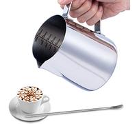Emsmil 600ml Lattiera Brocca da Latte Art Professionale Decor Acciaio Inox Lattiere Bricco con Marchio di Misurazione e caffè Latte Art Pen per Cappuccino da Barista Espresso Making