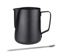 Emsmil Lattiera Latte Art 350ml Professionale Decor Nera Acciaio Inox Piccola Lattiere Bricco con Marchio di Misurazione e caffè Latte Art Pen per Cappuccino da Barista Espresso Making