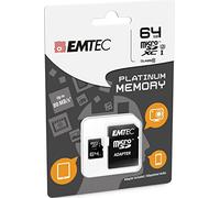 Emtec 64 GB microSDXC Platinum memoria flash 64 GB classe 10 UHS-I (64 GB, MicroSDXC, Classe 10, UHS-I, 80 MB/s, Nero