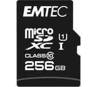 EMTEC ECMSDM256GXC10GP - Scheda microSD Classe 10, serie Elite Gold, UHS-I U1, con adattatore per prestazioni, velocità di lettura fino a 90 MB/s, nero/oro, 256 GB
